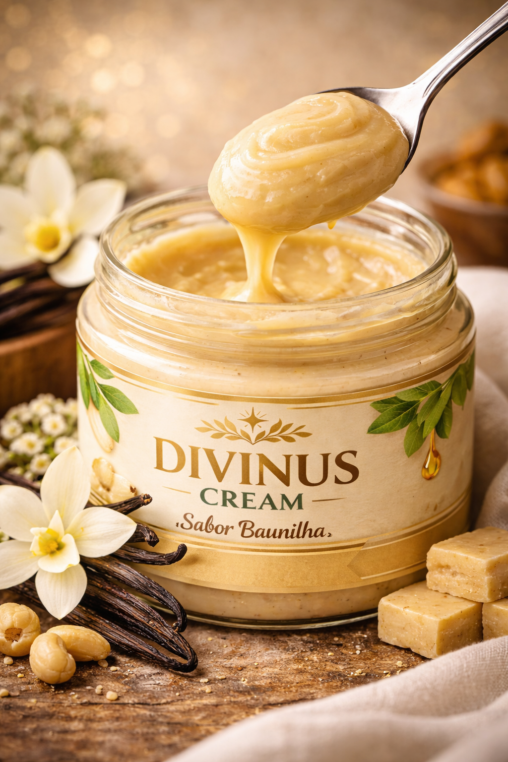 Divinus Cream - Creme Gourmet e a Premium de Caju e Amêndoas com Mel e Sabores Intensos